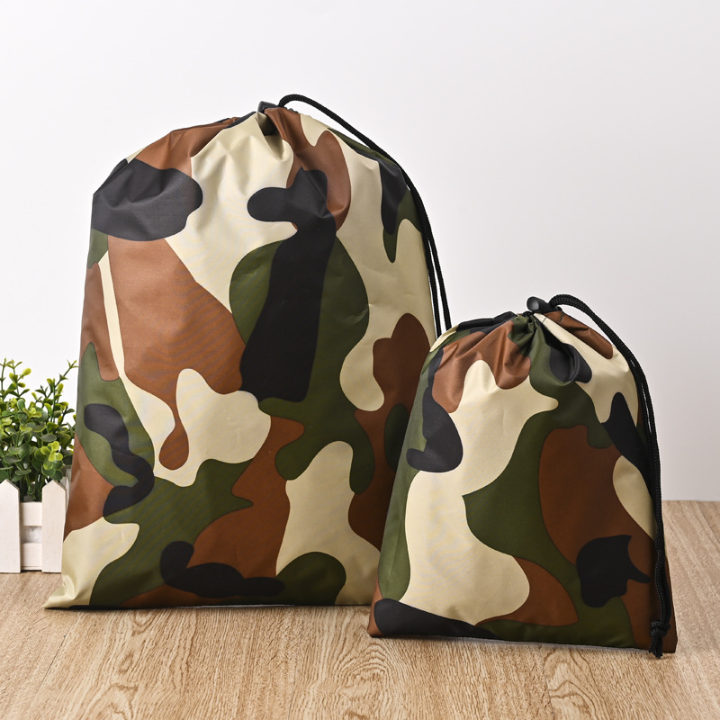 防水迷彩牛津布抽绳袋鞋收纳袋现货涤纶束口袋厂家批发价格优惠