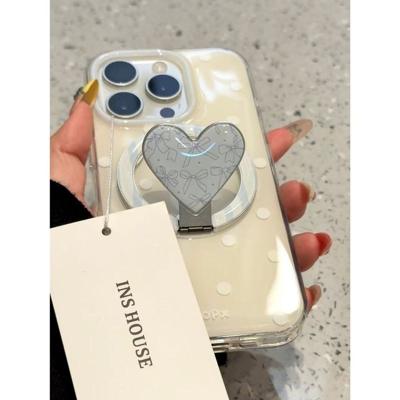 ins蓝白条纹爱心磁吸支架适用iphone16promax苹果15pro手机壳14|undefined