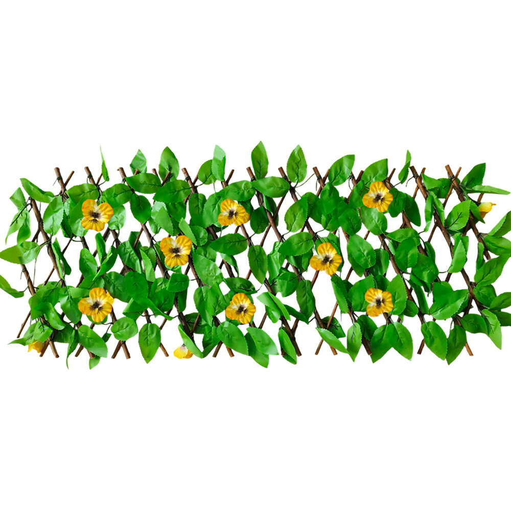 Simulación de valla con flores, cinturón de hoja con flores, valla plegable retráctil para paisajismo, jardín al aire libre, parque de verduras, madera sólida