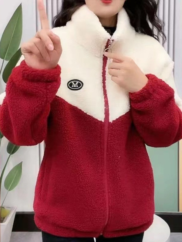 冬の暖かい女性のコートのカジュアルな綿の服とベルベットの厚いスタンドカラーのジッパー|undefined