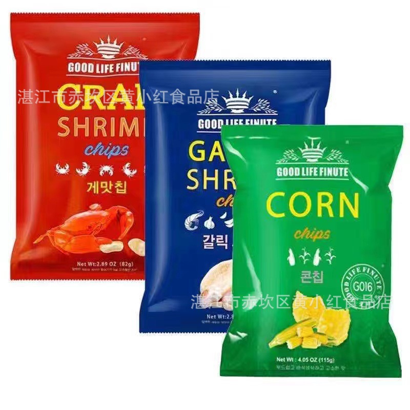 拍下改9.8韩国进口虾片蒜味蟹味小包装82g新款膨化休闲零食