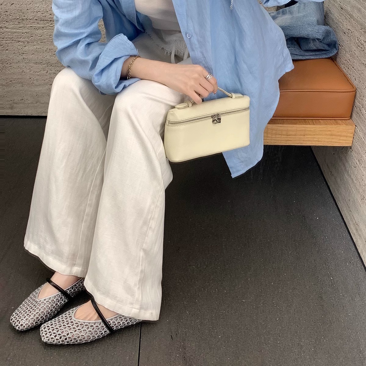 Grape Mom studiolee cabeza cuadrada francesa tejida hueca con zapatos de boca baja de cara suave de todo fósforo mujer