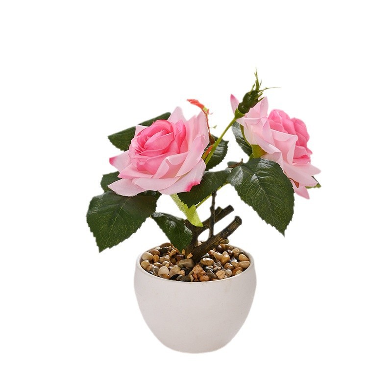 Pequeñas plantas bonsái de rosas, suministradas directamente por el fabricante, plantas artificiales para decoración de interiores, flores falsas, envío directo en una sola pieza, plantas en maceta simuladas. image 6