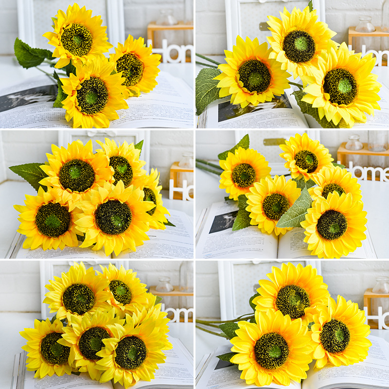 仿真向日葵太阳花花束室内摆设插花塑料假花装饰拍摄道具园艺花卉