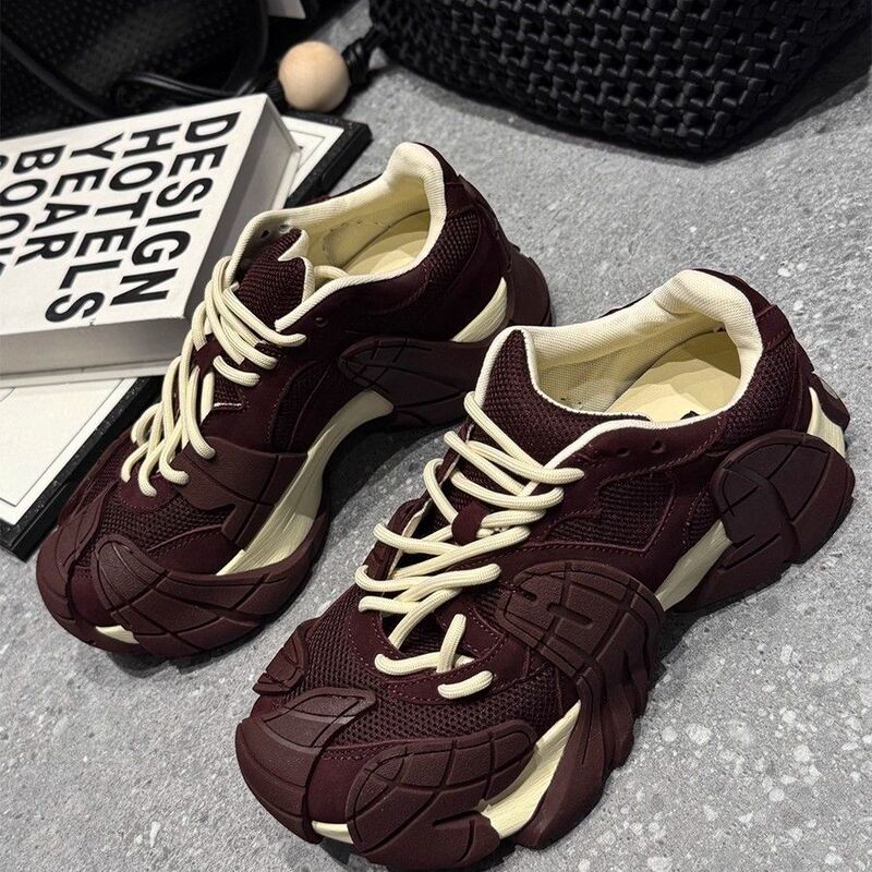 2025 Summer and Autumn New Mesh Thick-Soled Trendy Versatile Comfortable Dad Shoes Women's Casual Shoes Trendy Brand Sports Shoes