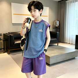 2026新款儿童夏季运动套装无袖背心短裤两件套透气薄款