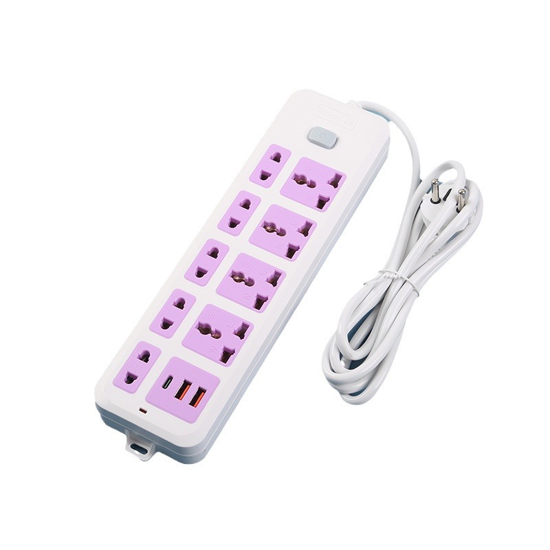 2USB + 1Type-c interfaz de carga de teléfono azul amarillo gris estándar británico estándar europeo estándar americano