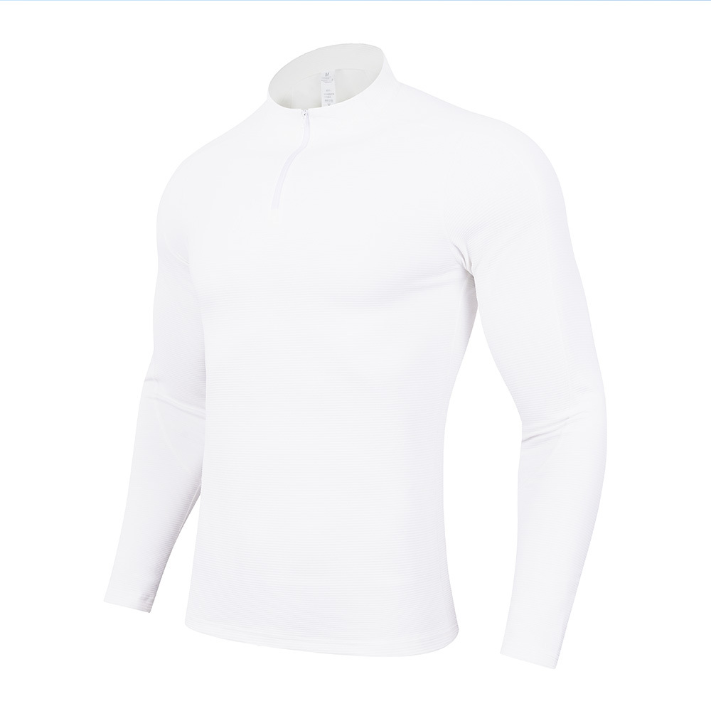 Otoño y invierno de secado rápido camiseta deportiva con semia cremallera de camiseta deportiva de manga larga de acondicionamiento físico al aire libre para hombres y mujeres camisas casuales transfronterizas
