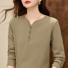 v领长袖t恤女2025新款早秋爆款女装单穿上衣洋气显瘦内搭薄打底衫