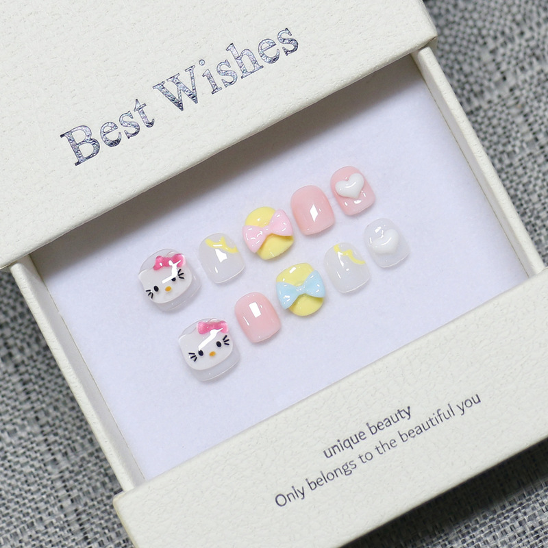 [Children's Wearable Nails] Purely Handmade High-Quality Manicure Patches Wholesale Cute Cartoon Fake Nails Removable Childlike Fun