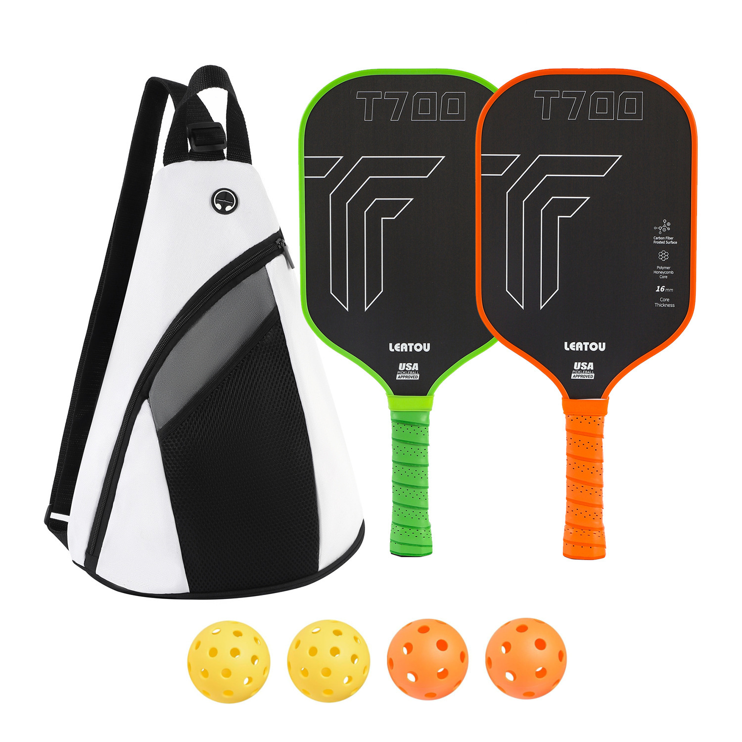 Imported cloth-textured matte carbon fiber pickleball racket, designed for offensive hitting and training, pickleball racket set for competitions