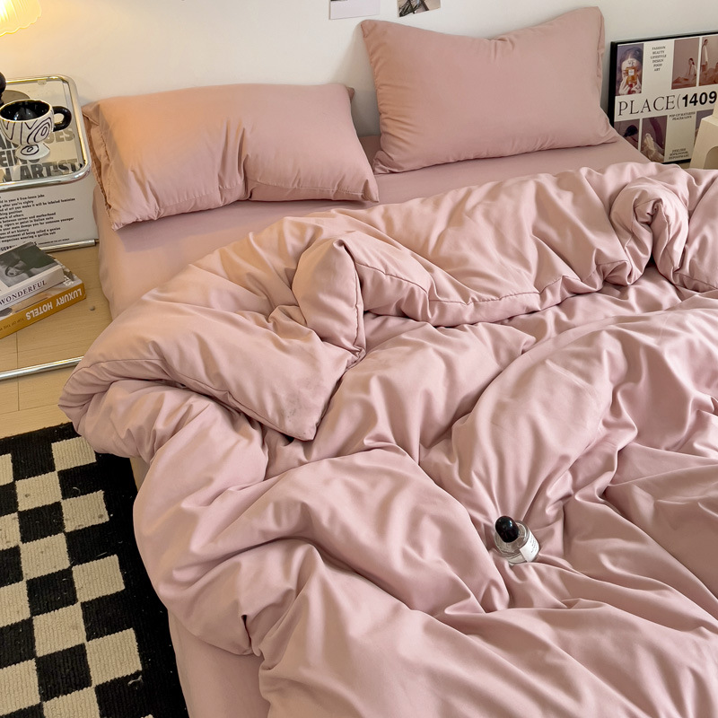 Madre y bebé clase A dormitorio desnudo cuatro piezas de algodón puro algodón colcha cubierta sábanas de cama de dormitorio de estudiantes tres piezas de conjunto