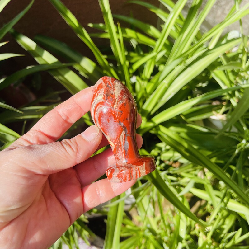 天然粉晶 红玉原石雕刻小灯泡水晶按摩棒摆件 图 4