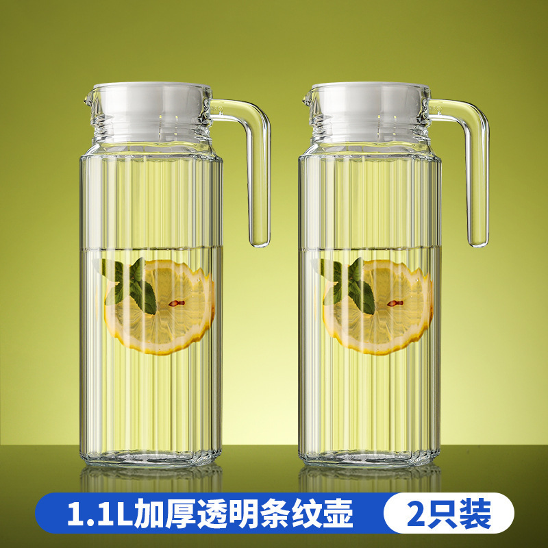 Taza de agua fría de vidrio resistente al calor, tetera de té de gran capacidad, taza de agua fría blanca resistente a altas temperaturas, botella de frutas al por mayor