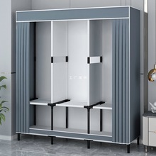 简易衣柜家用卧室全钢架单人宿舍组装布衣柜出租房收纳防尘小衣橱
