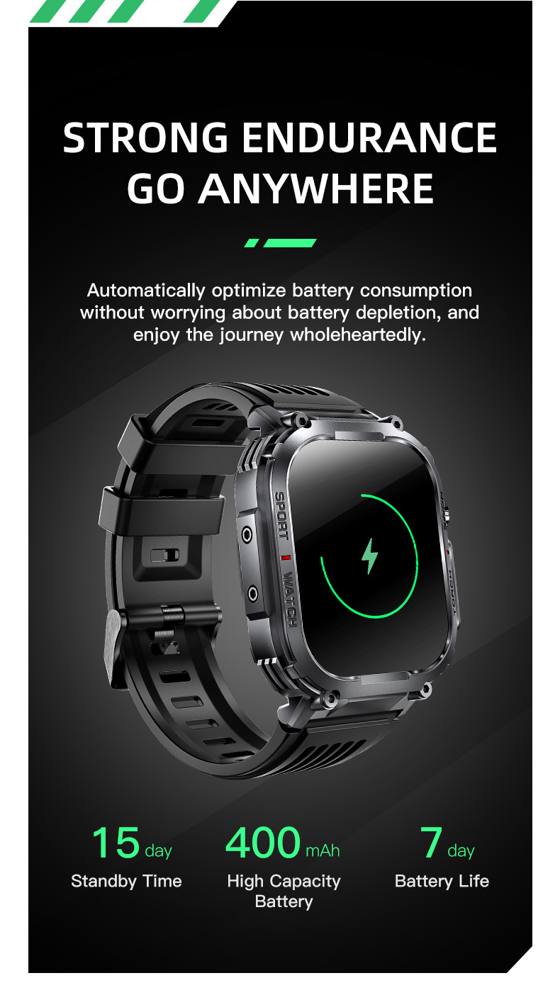 The new outdoor sports smartwatch S320B features Bluetooth communication and is water-resistant with a compass and 3ATM undefined