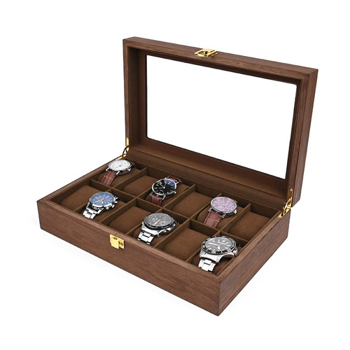 New 12-bit watch box retro wooden watch storage box display European style flip wooden box dropshipping
