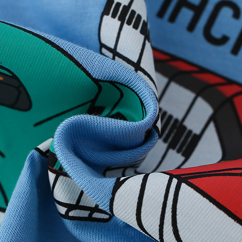 Nueva camiseta para niños de manga larga de algodón de primavera y otoño patrón de tren de dibujos animados bebé camisa para niños cuello redondo ropa para niños europeos y americanos