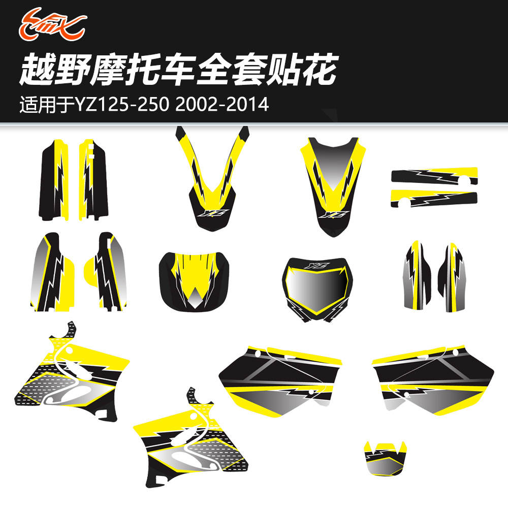 Aplicable a 02 - 14 Yamaha YZ125 YZ250 YZ 125 YZ 250 conjunto completo de pegatinas de motocicleta