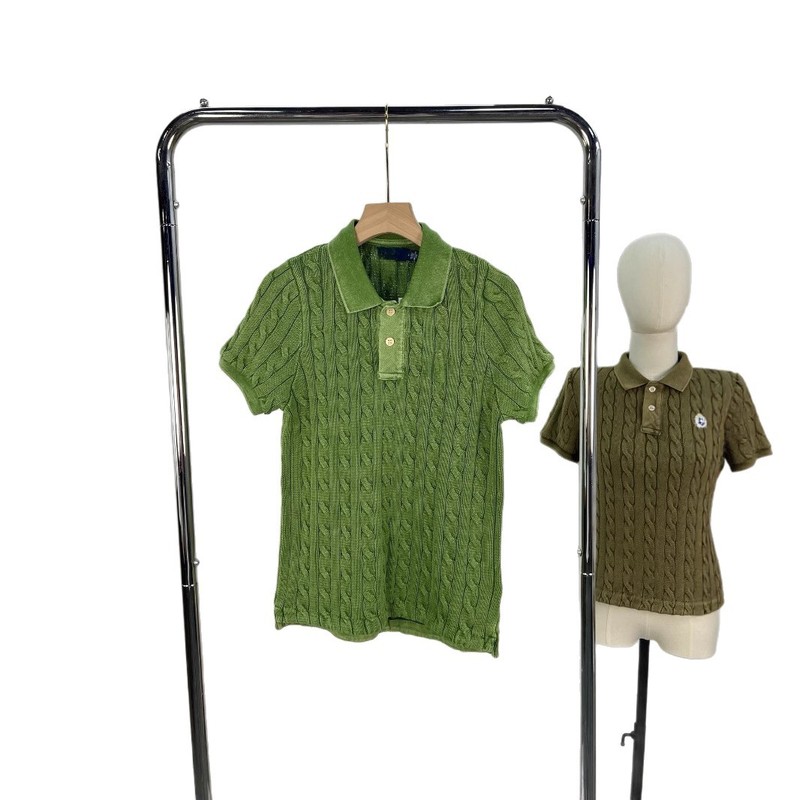RL25新型馬標刺繍折り襟大麻花水磨は古い復古POLOニット純綿修身半袖を作ります。|undefined