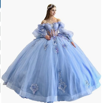 Flores vestido de adulto con mangas brillante con cuentas vestido dulce 2026 nuevo vestido de baile de hombro para mujeres image 32