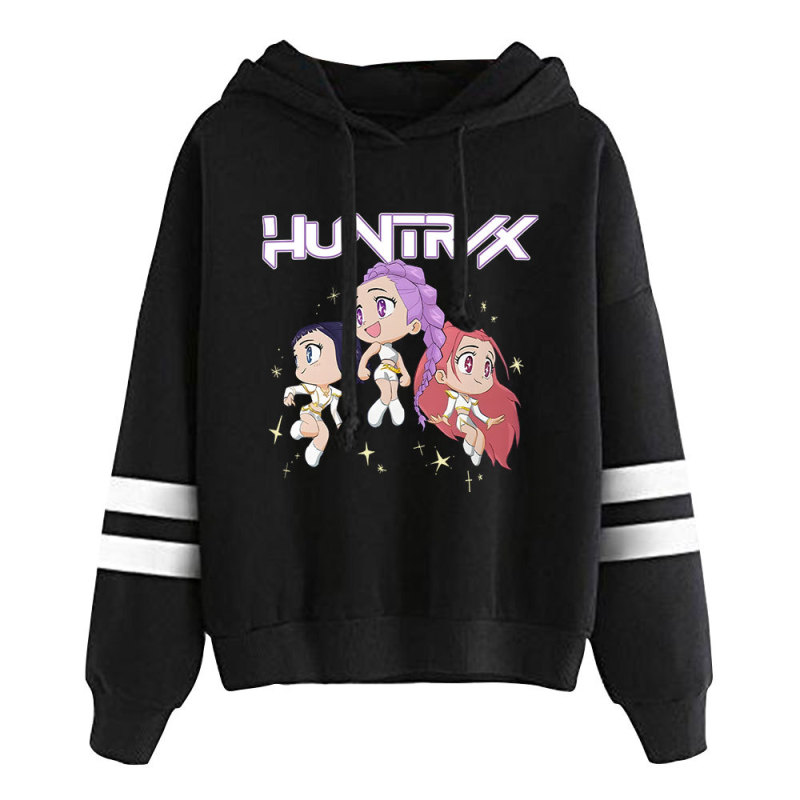 跨境新品KPop Demon Hunters周边甜美长袖双杠连帽卫衣一件批发|undefined