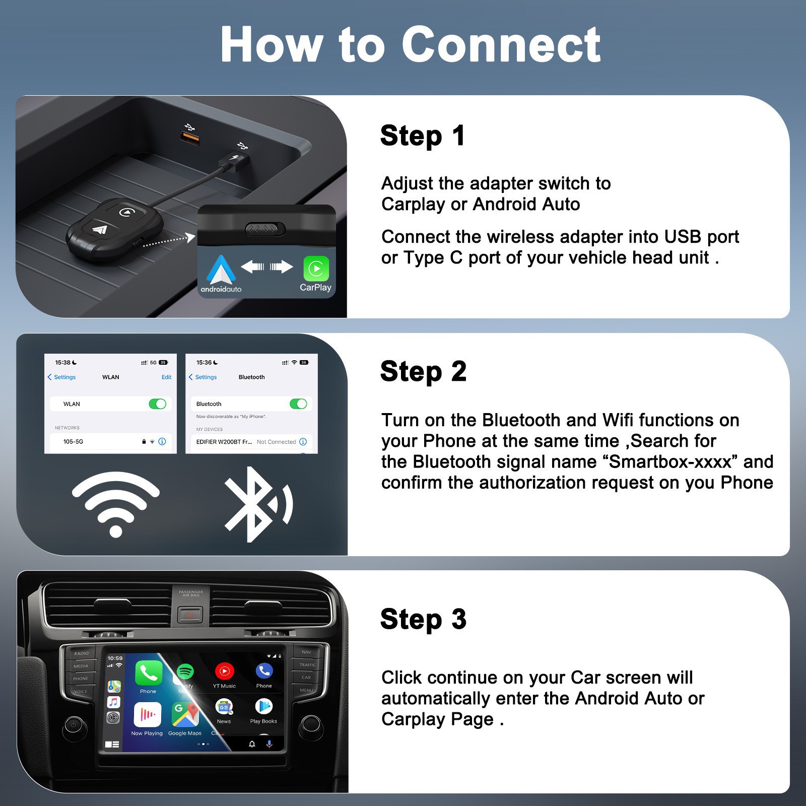 Cross-border Apple carplay original car wired to wireless Android Auto car navigation two-in-one AIBOX box