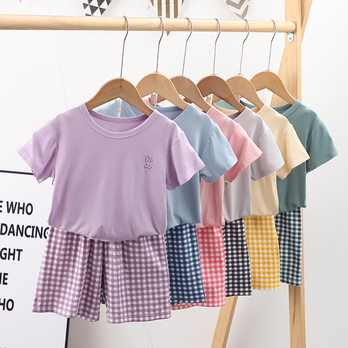 Parent-child home clothes suit boys Modal children's pajamas summer thin short-sleeved casual girls suit wholesale