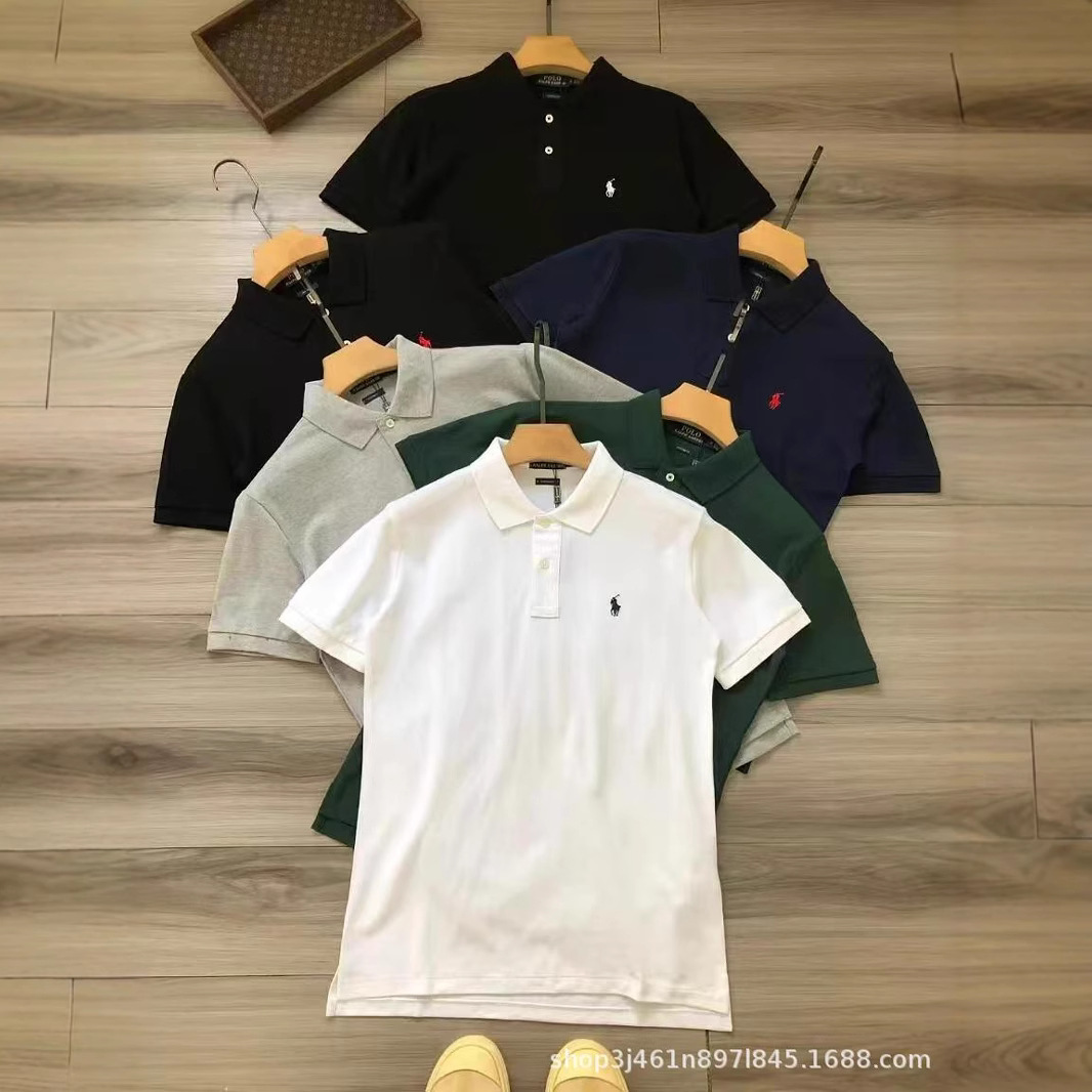 Ralph Lauren Little Pony Embroidered Short Sleeve Polo Shirt for Men and Women, Pique Cotton, Turn-Down Collar, Loose Fit, Casual Versatile