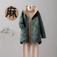 轻薄羽绒服女2025年新款中长款宽松显瘦白鸭绒薄款撞色立领外套潮