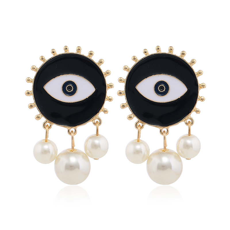 Fashion Devil Eyes Pearl Tassel Earrings Wholesale Nihaojewelry display picture 6