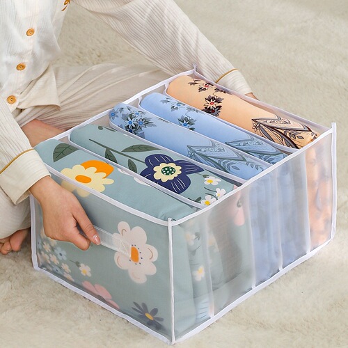 Quilt storage grid, quilt cover, four-piece set, storage bag, wardrobe organization storage box, household dust-proof storage