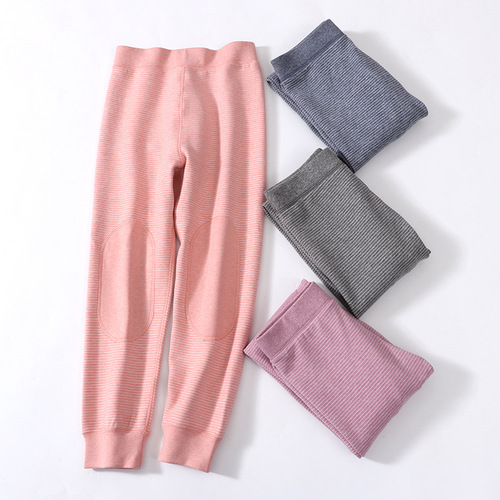 Children's warm pants double-sided velvet autumn and winter thickened long johns for middle and older children, boys and girls underwear, cotton wool pants, inner threading pants