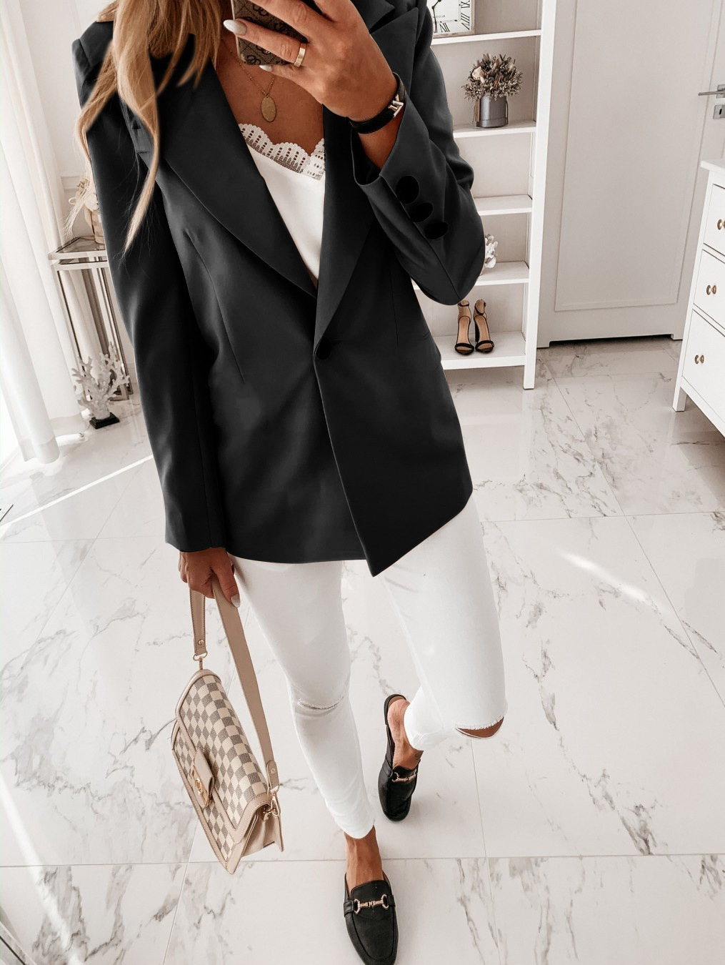 Women's Clothing Long sleeved Solid Color Button Suit Women's Jacket Cardigan_senzul.com