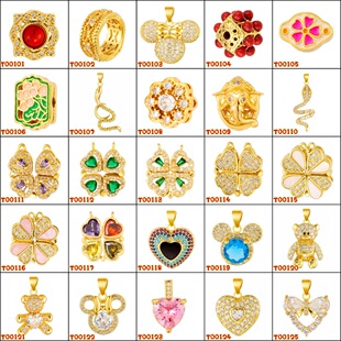 Online Celebrous Live Explosions Fashion Copper Micro-inlaid Zircon Pendant Women's All-match DIY Accessories Chinese Style Pendant Without Chain