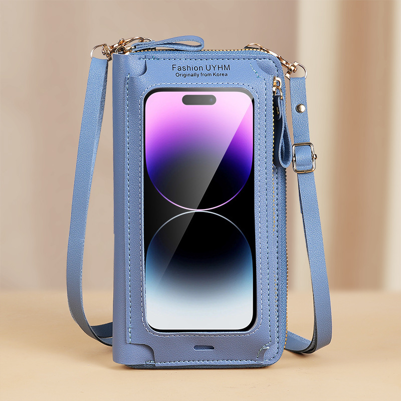 Nueva pantalla táctil bolso del teléfono móvil de las mujeres crossbody antirrobo bolso de hombro multifuncional versátil transparente mini bolso del teléfono móvil de la cartera