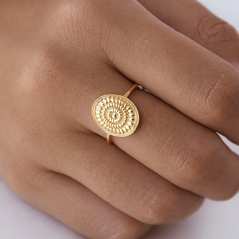 New Copper-plated 18k Gold Retro Round Eye Ring Wholesale display picture 5