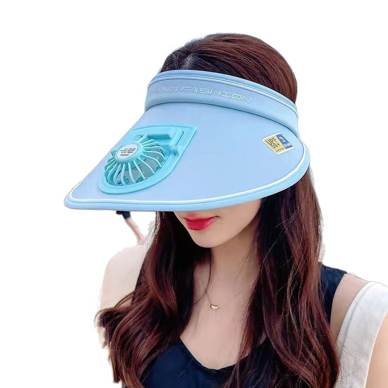 女性用電動ファン付き日よけ帽子 2025 新しい抗 UV 空のトップサンハット大人用日よけ帽子|undefined