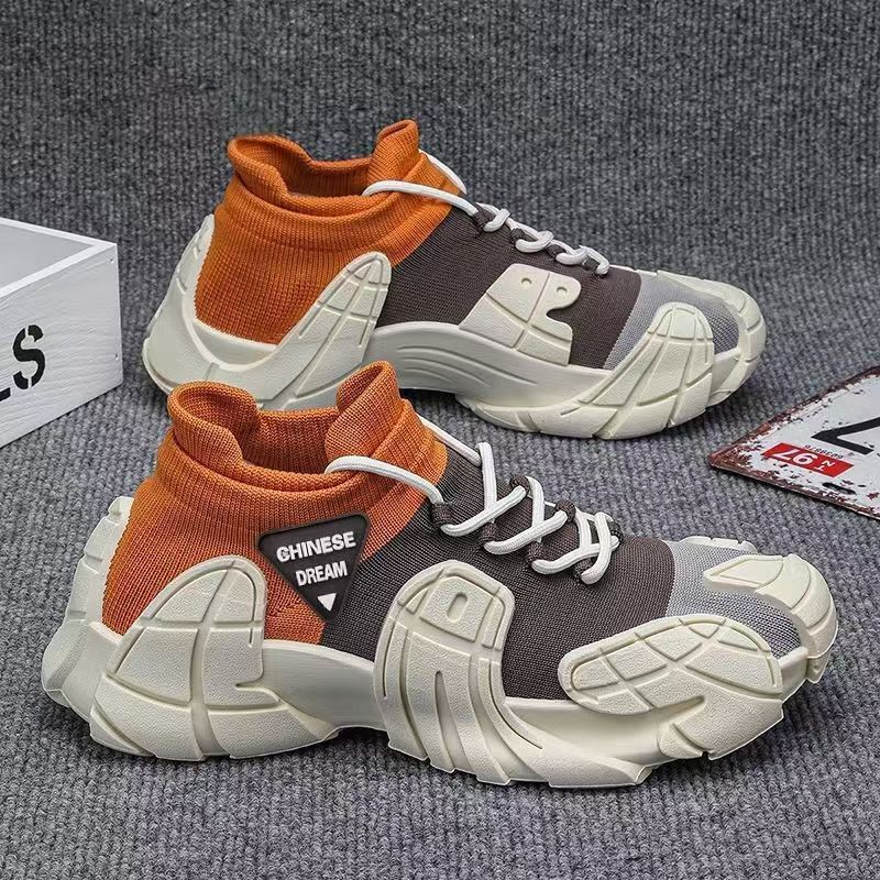 Cross-Border Men's Shoes New Style Thick-Soled Lightweight Fly-Knit Sock Shoes Men's Casual Shoes Fashionable Color-Blocking Breathable Sports Shoes for Men Cross-Border Men's Shoes New Style Thick-Soled Lightweight Fly-Knit Sock Shoes Men's Casual Shoes Fashionable Color-Blocking Breathable Sports Shoes for Men