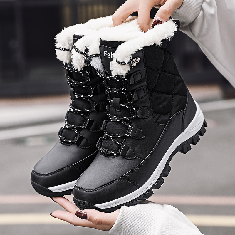 Botas de algodón de invierno para mujeres al aire libre más vello grueso calentamiento botas de nieve de comercio exterior zapatos de mujer de tamaño grande image 4