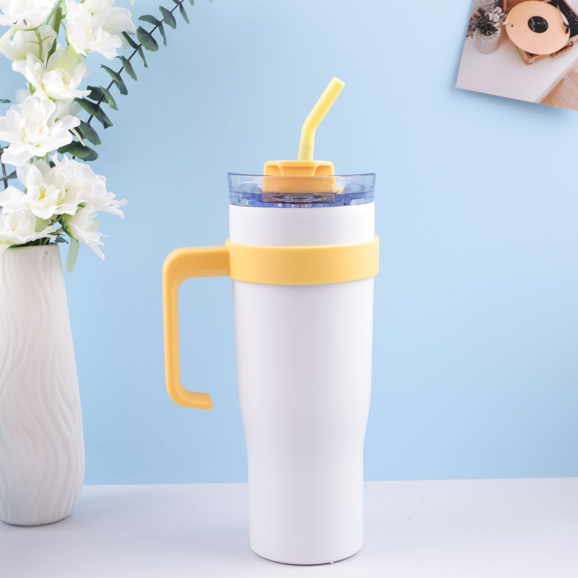 Popular Big Mac taza de café 304 de acero inoxidable taza de vacío mango coche de alta calidad de gran capacidad de paja taza de agua