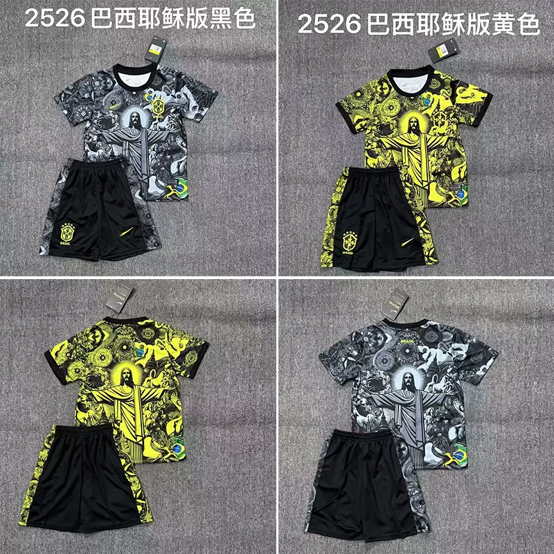 新巴西Brazil国家队儿童足球服套装定制内马尔球衣特别版跨境代发