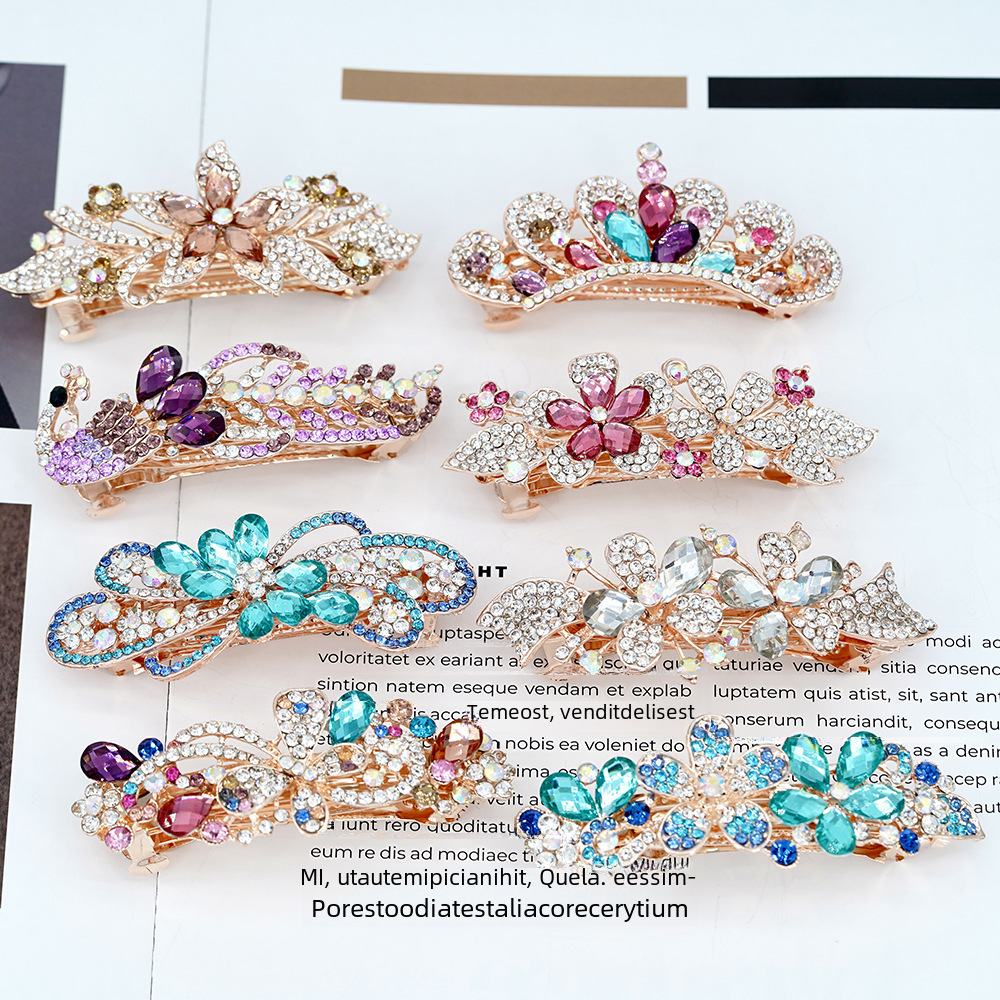 Forcina per capelli con strass, vendita calda, accessori per capelli con molla in metallo, fermaglio per coda di cavallo, forcina per capelli, copricapo antico, bancarella di gioielli all'ingrosso_voghion.com