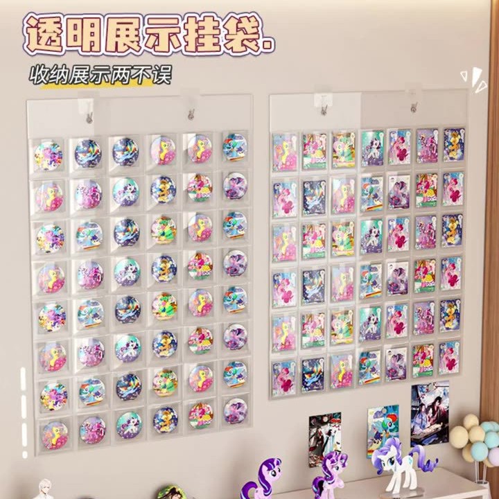48-compartment display bag transparent wall hanging wall compartment badge display rack pony Polly card wall hanging storage bag