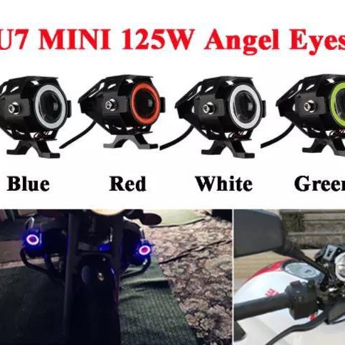 Faro LED de motocicleta ojo de ángel 12V Mini U7, luz antiniebla de conducción