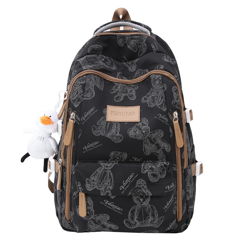 Rucksack Herren neue große Kapazität Junior High School Schüler Schultasche reflektierende Bär Mode lässig Rucksack_voghion.com