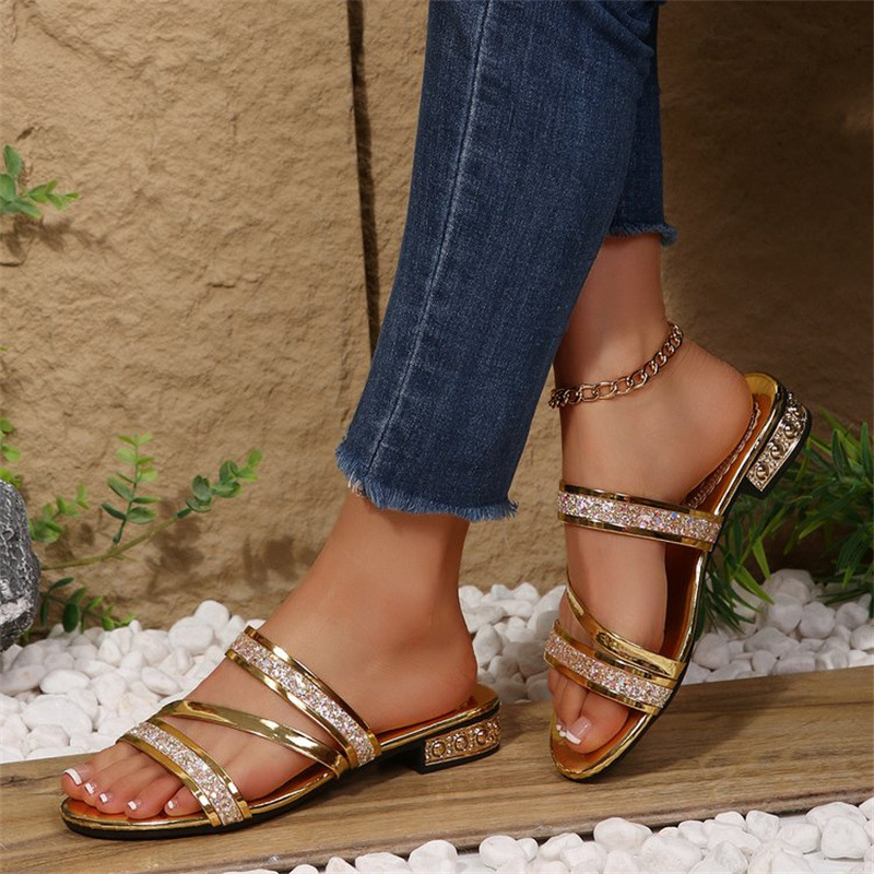 2026 Women's Shoes Fashion Rhinestone Outer Wear Women's Word Sandals Summer New Casual Slippers_vogvips.com