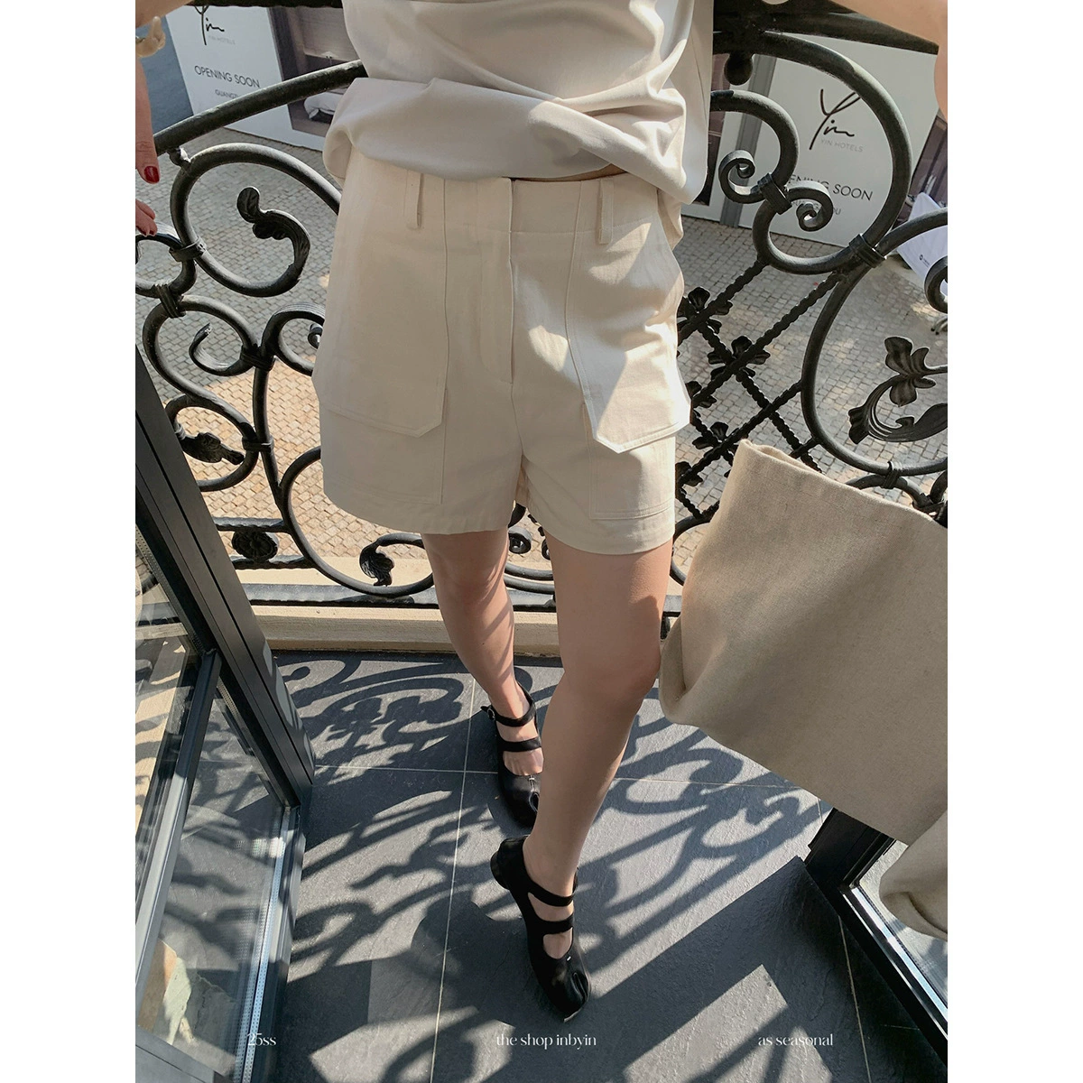 Yi En Ouinbyin длинные ноги карманы с высокой талией шорты в сапогах