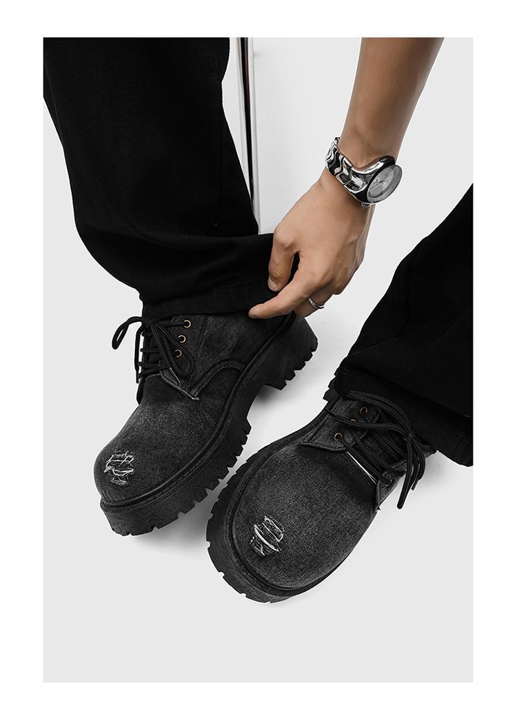 Chaussures de travail tendance et polyvalentes, collection printemps-automne 2025 de ShoeVault : Derby à semelle épaisse antidérapante et résistante à l'usure._voghion.com