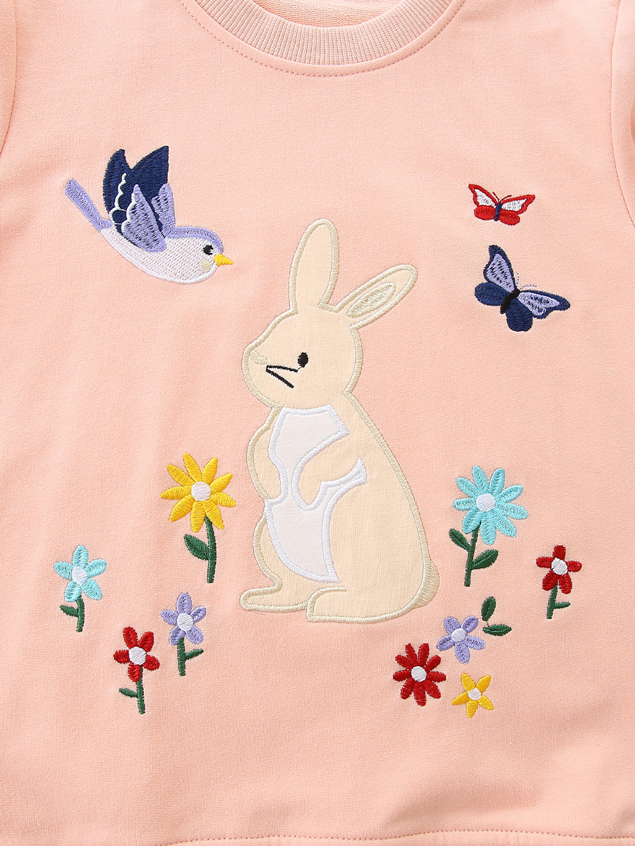 Suéter de niña bordado de conejo de moda de estilo europeo y americano otoño nuevo suéter para niños suéter de punto de algodón para niños pequeños y medianos image 6